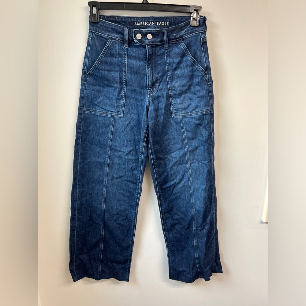 American Eagle Outfitters Women's Dark Blue Flare Jeans